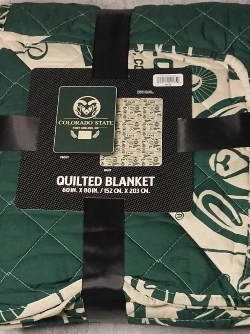 Quilted Blanket - Green/Cream Colorado State Rams 60x80